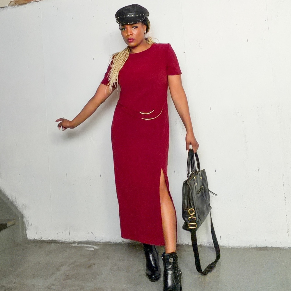 Vintage Havana Burgundy Midi Dress, fits L